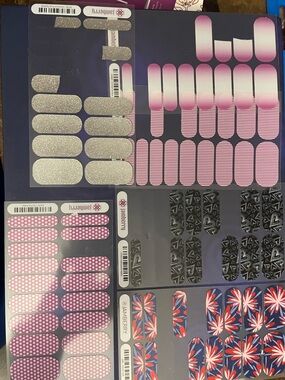 Jamberry Nail Wraps — Pink, Silver, Navy & Red Floral Mix